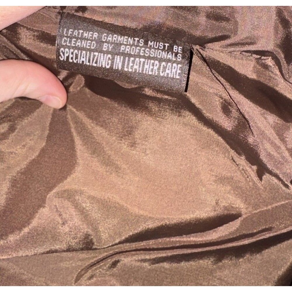 Vintage Women’s Flying Bikes Oakwood Brown Leather Flight Biker Jacket Small - Picture 8 of 13